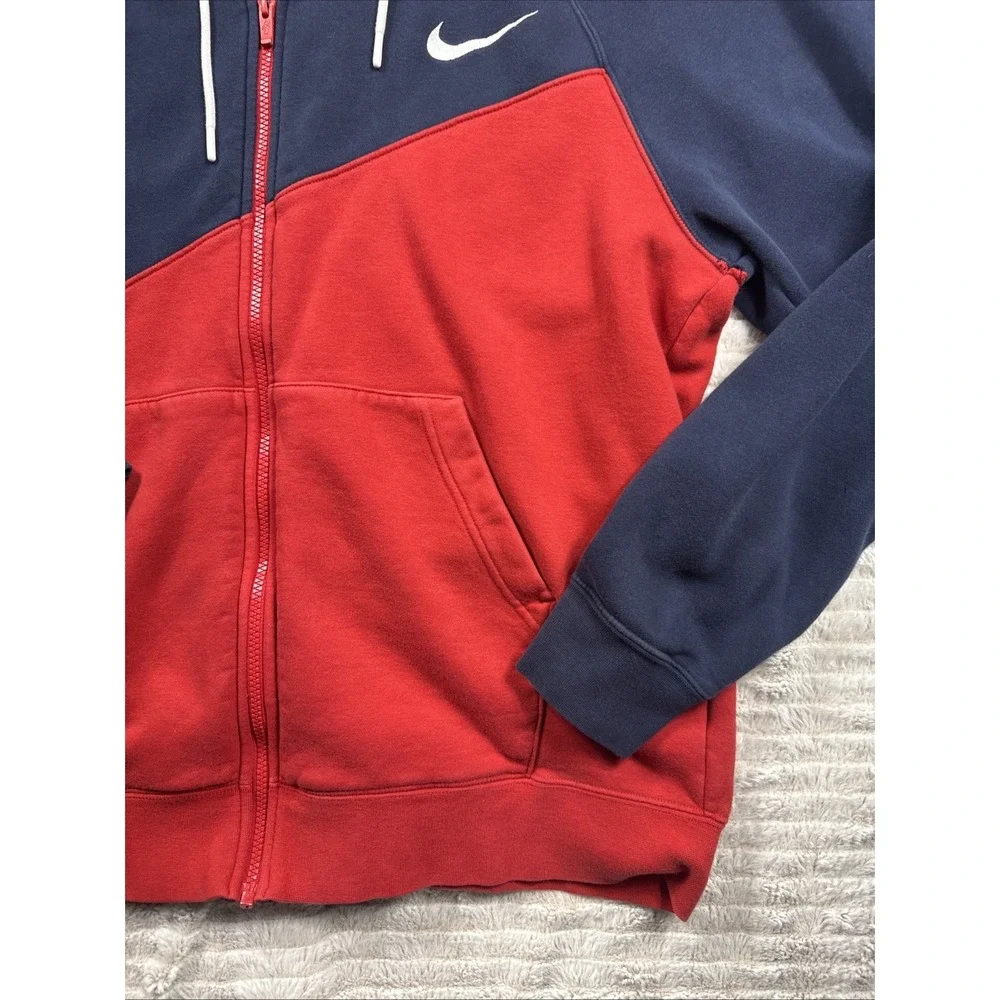 Nike Sportswear Swoosh Full Zip Hoodie Mens XL Red Blue White Nice Warm Comfy